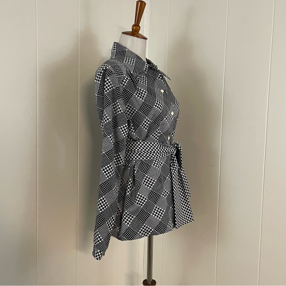 Vintage Button Down Blouse Women's L Long Sleeve Belted - Picture 4 of 7